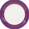 Gifi Assiette à dessert blanche à bord violet et bleu Hot