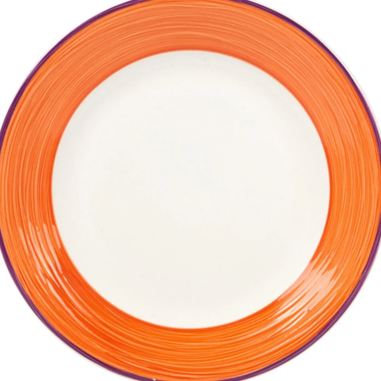 Gifi Assiette à dessert blanche à bord orange et violet Discount