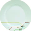 Gifi Assiette à dessert blanche décor lignes multicolores
