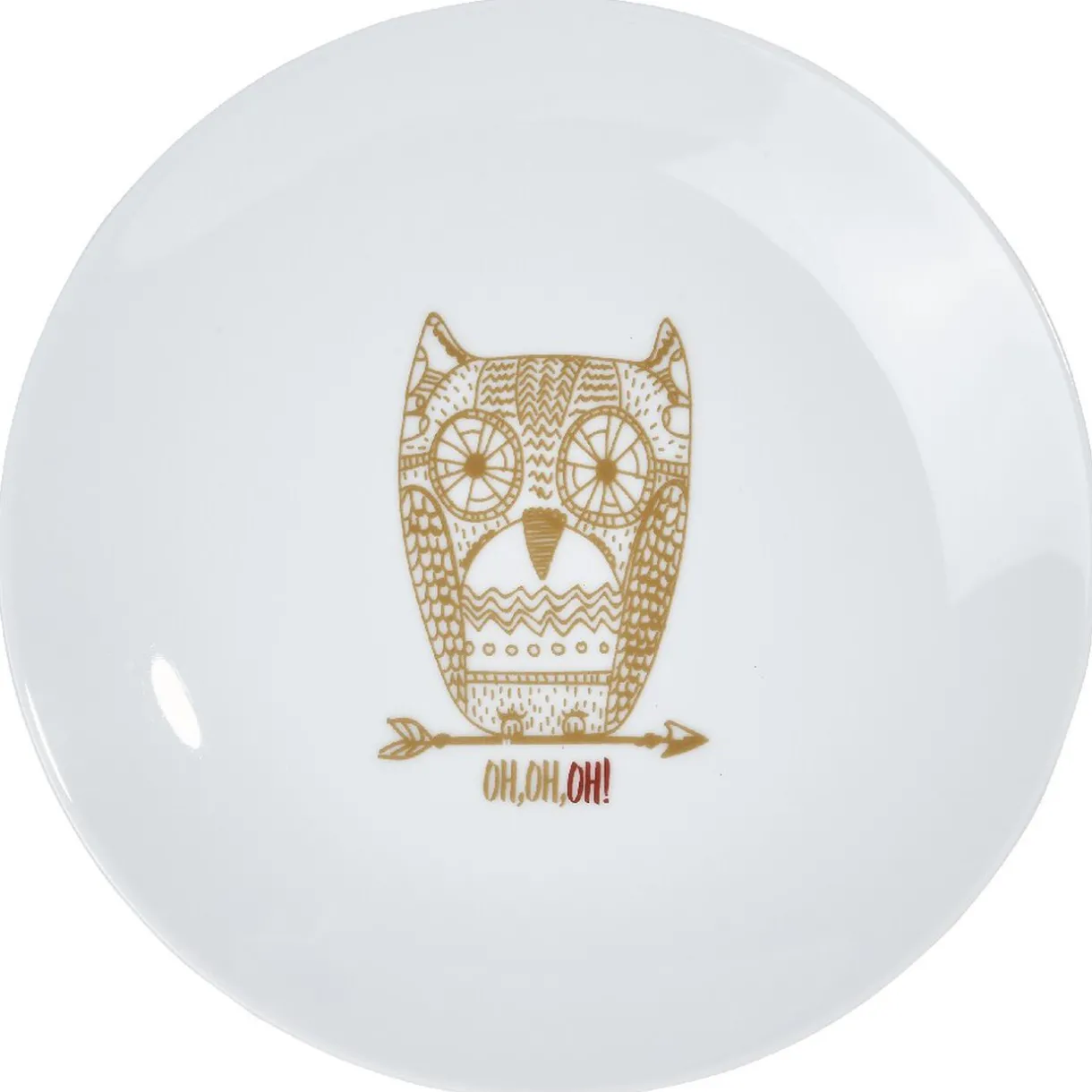 Gifi Assiette à dessert blanche hibou mandala doré
