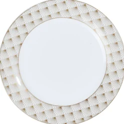 Gifi Assiette à dessert blanche bordure rayons doré