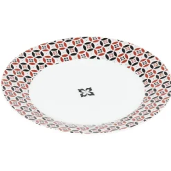 Gifi Assiette à dessert collection folk gris rouge