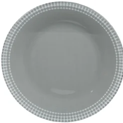 Gifi Assiette à dessert Dotty gris et blanc bord à pois x4