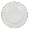 Gifi Assiette à dessert en faïence ronde blanche relief bord noir