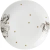 Gifi Assiette à dessert en porcelaine blanche motif végétal marron