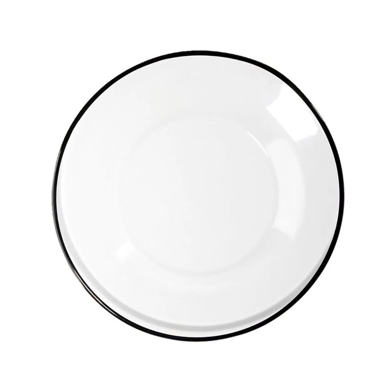 Gifi Assiette à dessert en verre transparent bord noir Ø20cm Discount