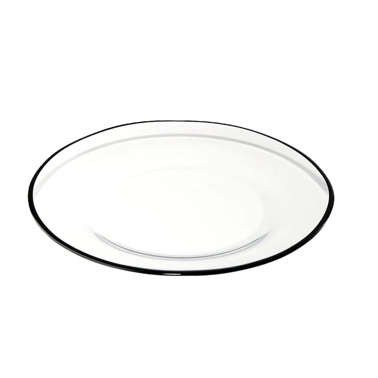 Gifi Assiette à dessert en verre transparent bord noir Ø20cm Discount
