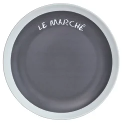 Gifi Assiette à dessert grise contour blanc inscription Le marché