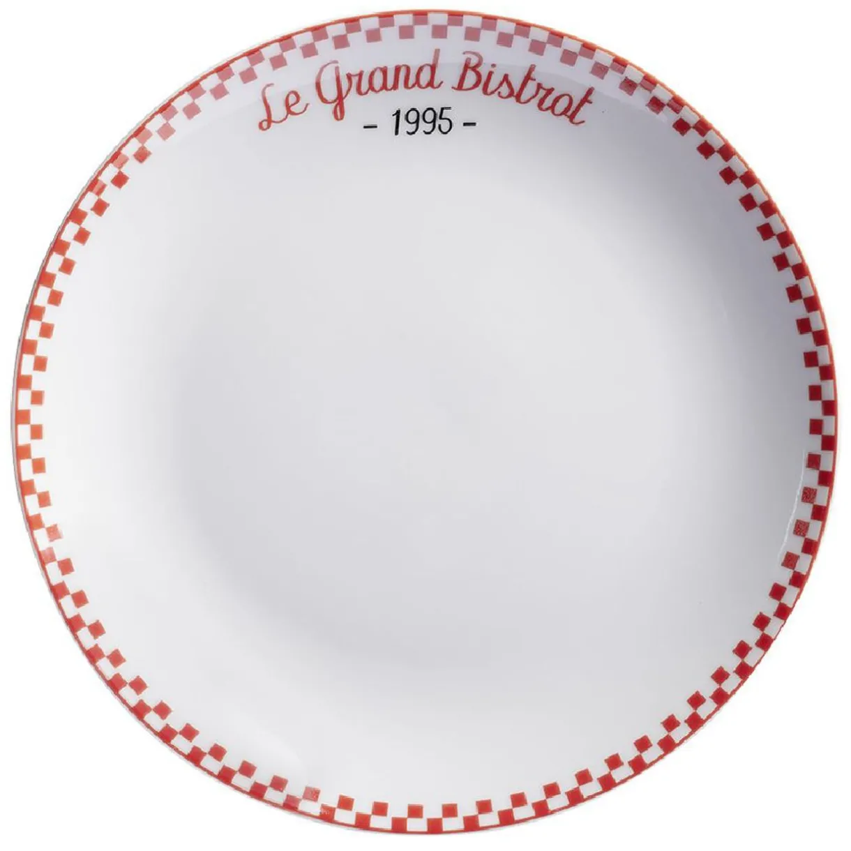 Gifi Assiette à dessert Le grand bistrot contour damier rouge blanc