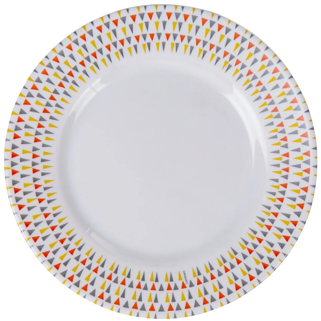 Gifi Assiette à dessert Luminarc ronde triangles rose gris jaune