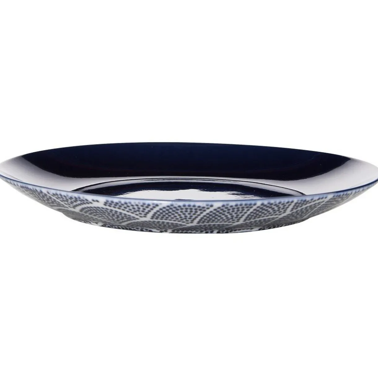 Gifi Assiette à dessert motif vague japonaise bleue et blanche Sale