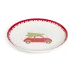 Gifi Assiette à dessert Noël porcelaine blanche motif voiture rouge Ø19cm Best