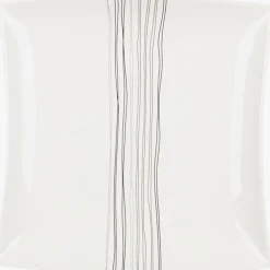 Gifi Assiette à dessert porcelaine blanche lignes grises Discount