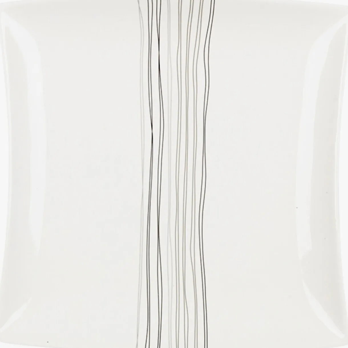 Gifi Assiette à dessert porcelaine blanche lignes grises Discount