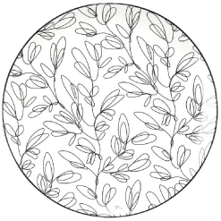 Gifi Assiette à dessert porcelaine motif feuillage noir blanc Ø19xH2cm