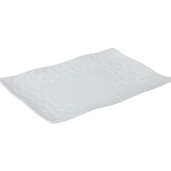 Gifi Assiette à dessert rectangle rebord ondulé martelé porcelaine blanc New