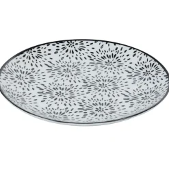 Gifi Assiette à dessert ronde blanche et noire Sara