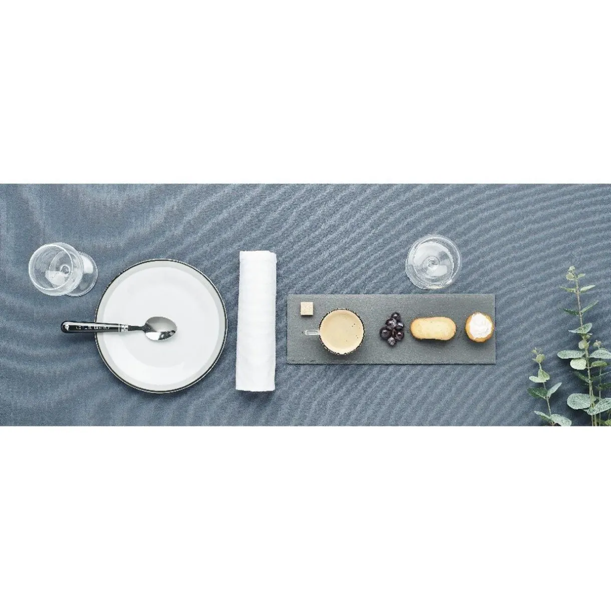 Gifi Assiette à dessert ronde blanche bordure gris noir Lizzy