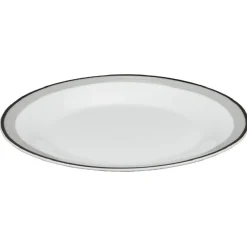 Gifi Assiette à dessert ronde blanche bordure gris noir Lizzy