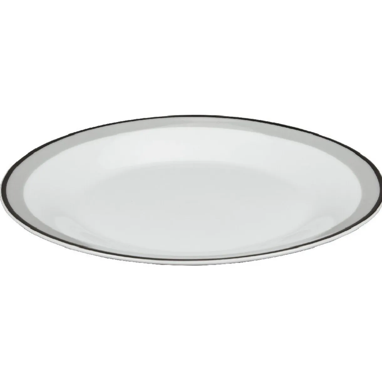 Gifi Assiette à dessert ronde blanche bordure gris noir Lizzy