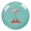 Gifi Assiette à dessert ronde bleu turquoise flamant rose aloha