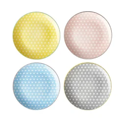 Gifi Assiette à dessert ronde carreau de ciment multicolore x4 Clearance