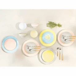 Gifi Assiette à dessert ronde carreau de ciment multicolore x4 Clearance