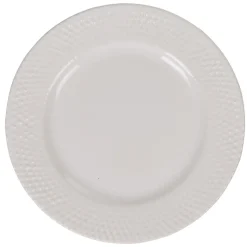 Gifi Assiette à dessert ronde céramique rebord embossé uni blanc