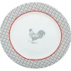 Gifi Assiette à dessert ronde design poule rebord motif triangulaire