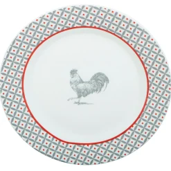 Gifi Assiette à dessert ronde design poule rebord motif triangulaire