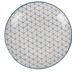 Gifi Assiette à dessert ronde motif géométrique bleu Urban
