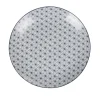 Gifi Assiette à dessert ronde motif géométrique prisme blanc et bleu