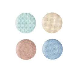Gifi Assiette à dessert ronde motif géométrique 4 couleurs x4