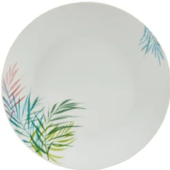 Gifi Assiette à dessert ronde porcelaine feuillage multicolore