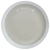 Gifi Assiette à dessert taupe contour blanc inscription Le marché
