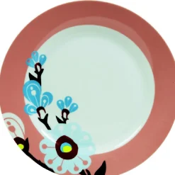 Gifi Assiette creuse blanche et rose décor fleurs
