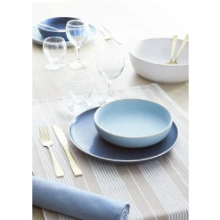Gifi Assiette creuse en faïence blanc avec liseré crème