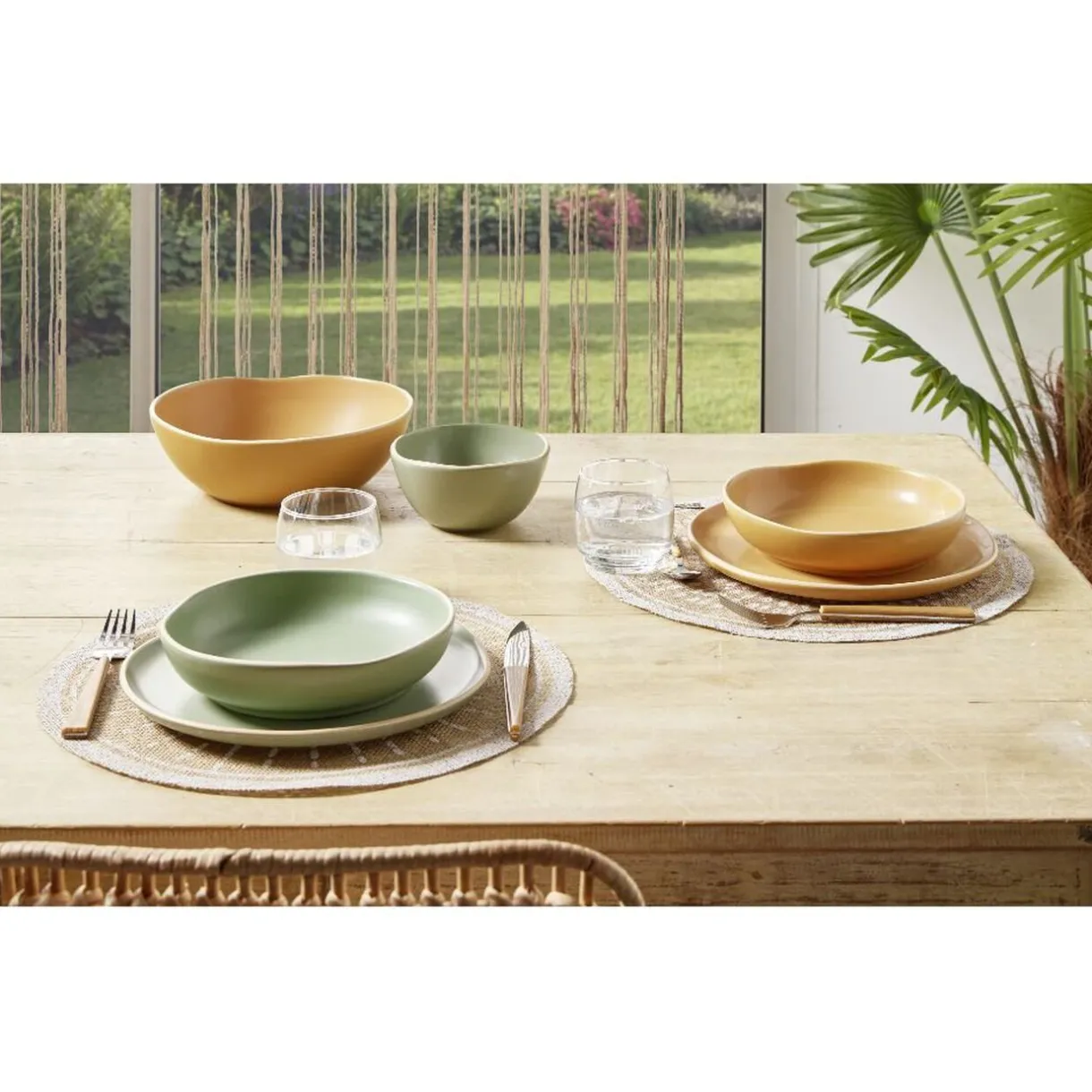 Gifi Assiette creuse en faïence vert Ø20xH4cm Outlet