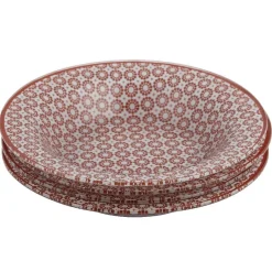 Gifi Assiette creuse Micro blanc et rouge fleurs à pois x4