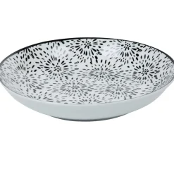 Gifi Assiette creuse ronde blanche et noire Sara Discount