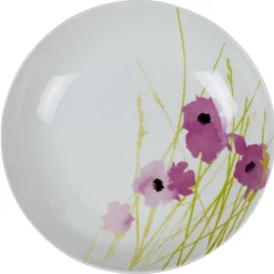 Gifi Assiette creuse ronde blanche motif pavot violet Outlet