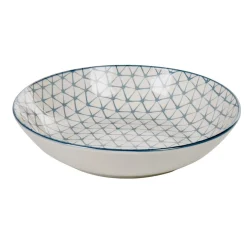 Gifi Assiette creuse ronde blanche motif géométrique bleu Urban Sale