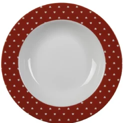Gifi Assiette creuse rouge et blanc design coeurs New