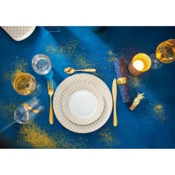 Gifi Assiette plate blanche bordure rayons doré
