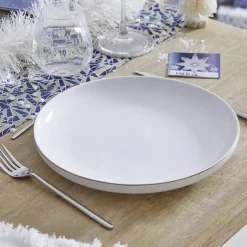 Gifi Assiette plate blanche bordure dorée Ø27cm New
