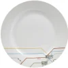 Gifi Assiette plate blanche décor lignes multicolores Best