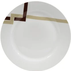 Gifi Assiette plate blanche décor lignes Outlet