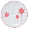 Gifi Assiette plate blanche décor flocons rouges