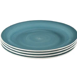 Gifi Assiette plate bleu effet spirale x4 Hot