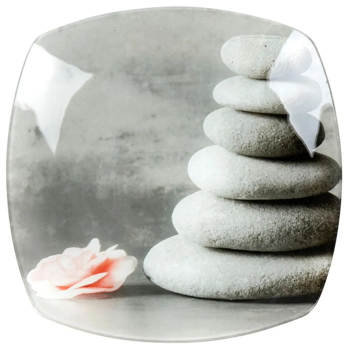 Gifi Assiette plate carrée design galets gris zen